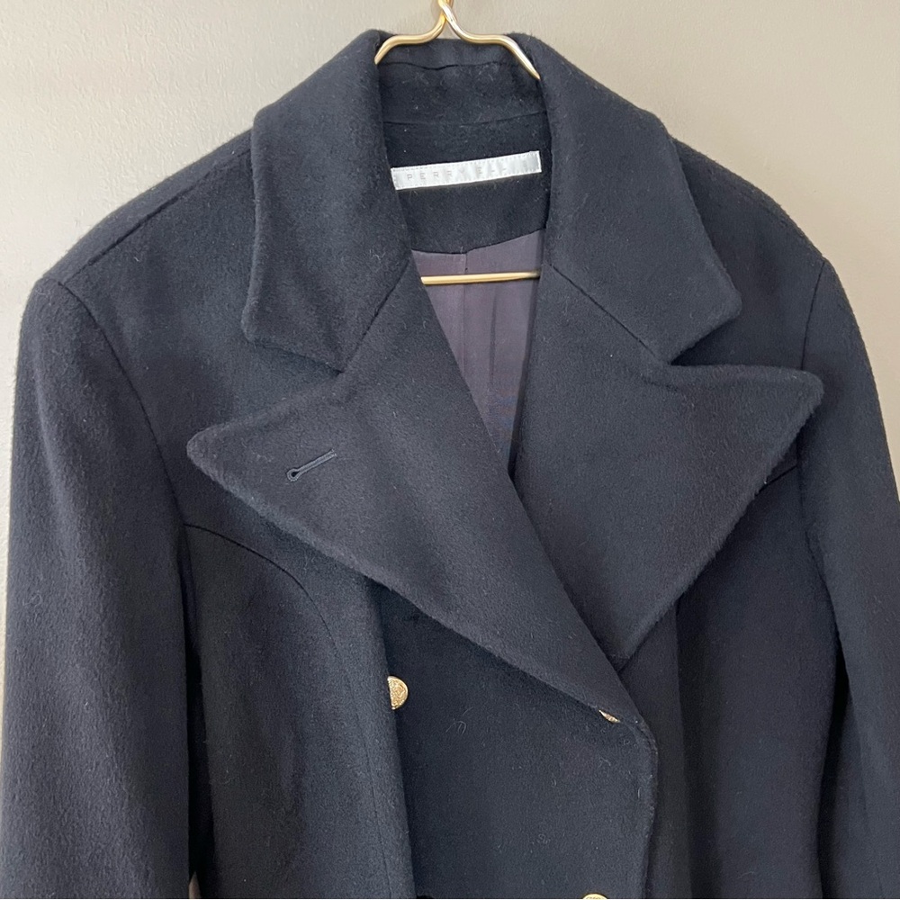 Perry Ellis Black Pea Coat - Picture 3 of 13
